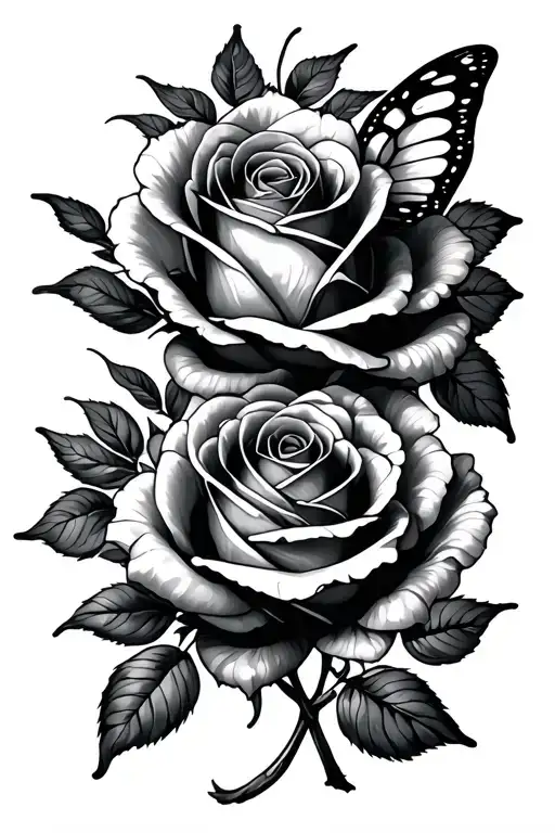 Butter Fly Kissing Rose Intertwined