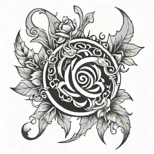 Valkarie Symbol Integrated With Flowers