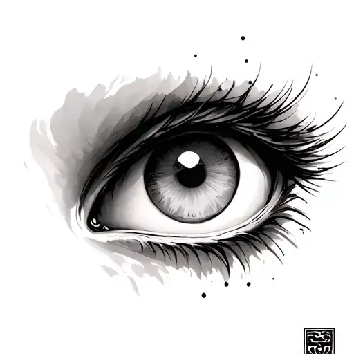 Suminagashi Tattoo With Eyes