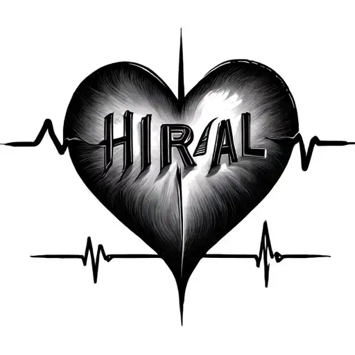 Heartbeat Line Forming The Word Hiral