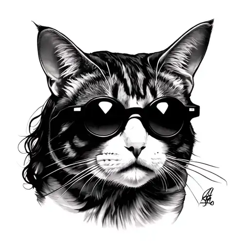 Cat As Ozzy Osbourne In Round Sunglasses