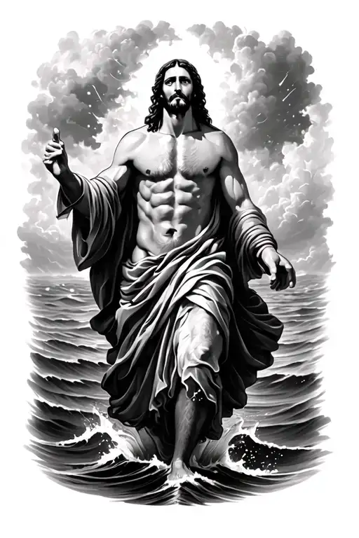 Jesus Walking On Water In A Storm