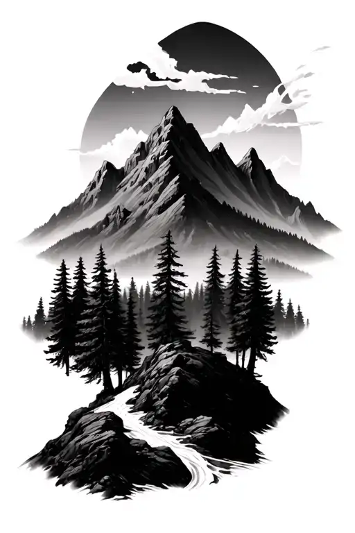 Mountains With A Forest Behind It