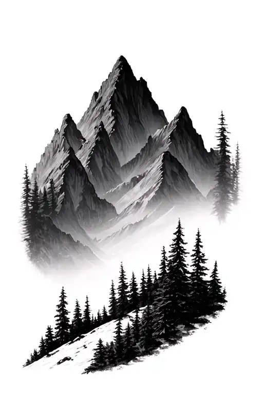 Mountains With A Forest Behind It