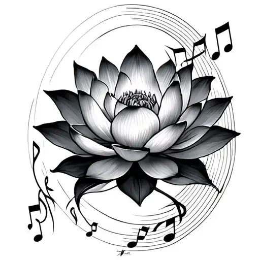 Lotus And Music Note Intertwined