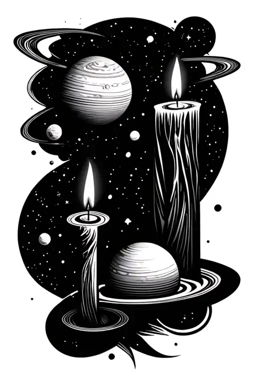Candles And Planets Galaxy Space