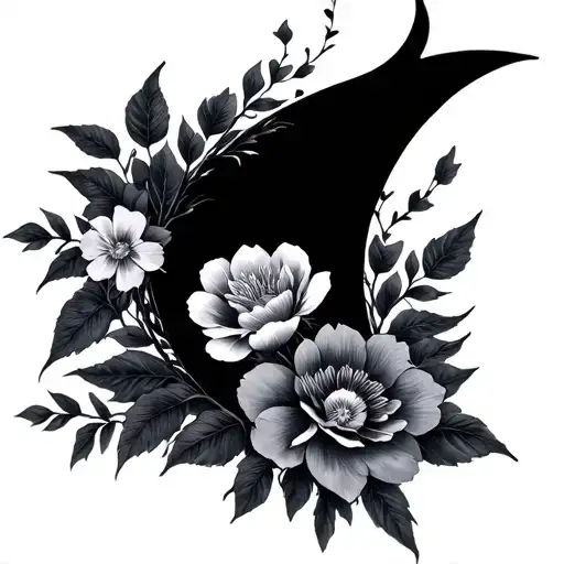 Oriental Thigh Flowers Vertical Fome Foliage With Crescent
