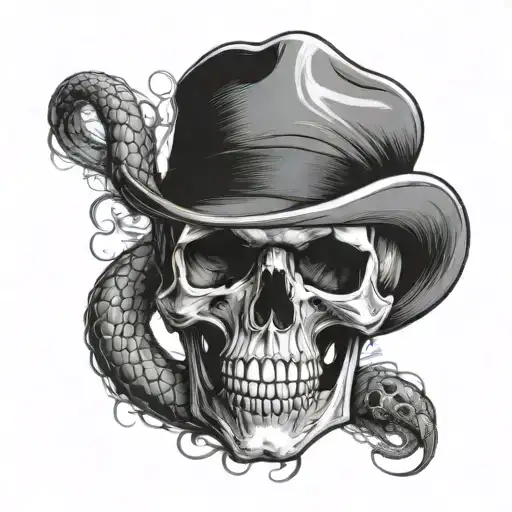 Skull With Snake Wrapped And Smoke Around