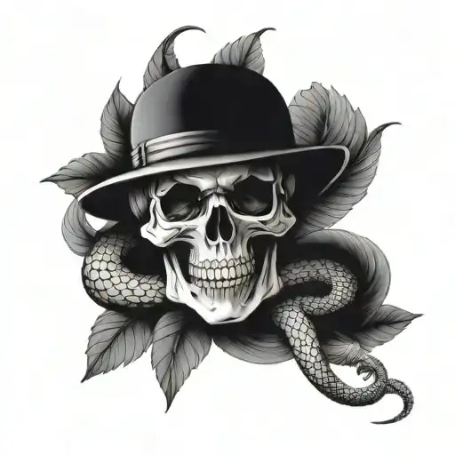 Skull With Snake Wrapped