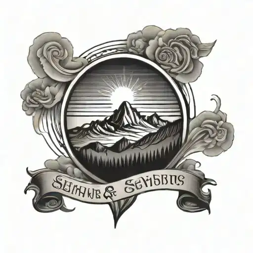 Simplet Yet Eloquent Sunset Over Mountains With Sehnsucht Written Underneath