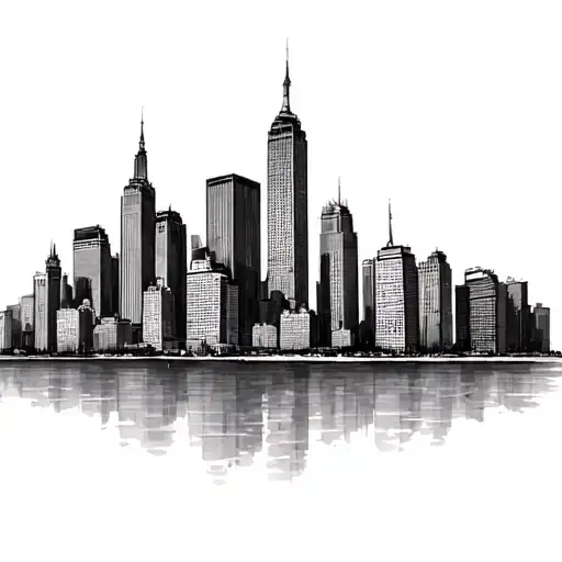 Chicago Skyline Buildings In A Line