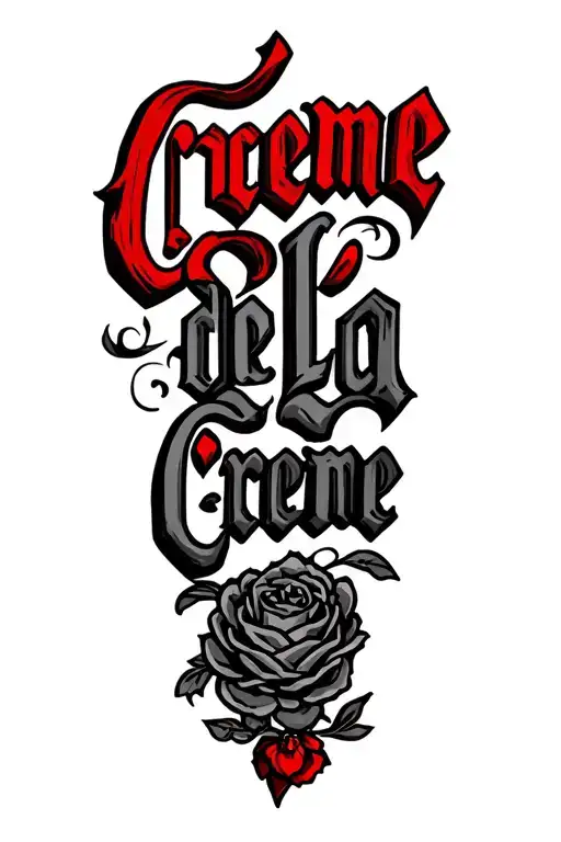 Creme De La Creme In Old English Letters Written In Red
