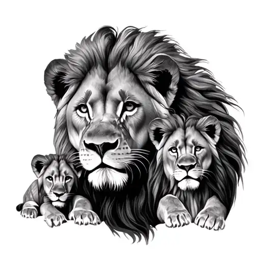 Lion And Cubs Face Only