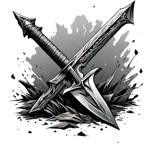 Realistic Broken Roman Spear In Ground