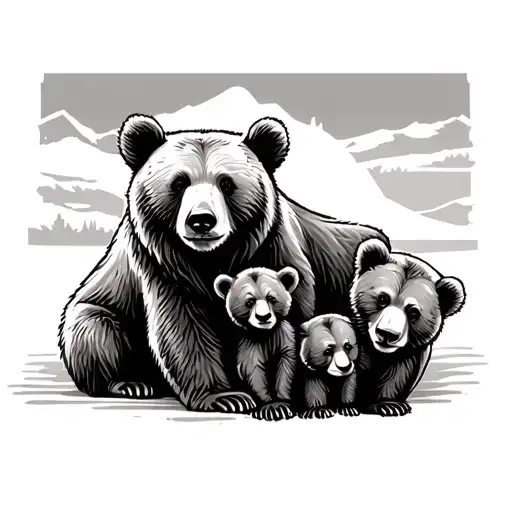 Bear With Cubs