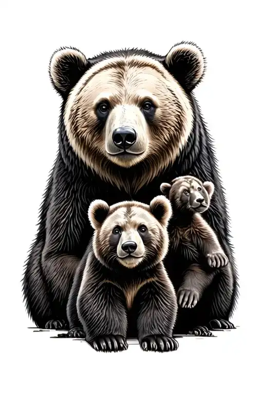 Bear With Cubs