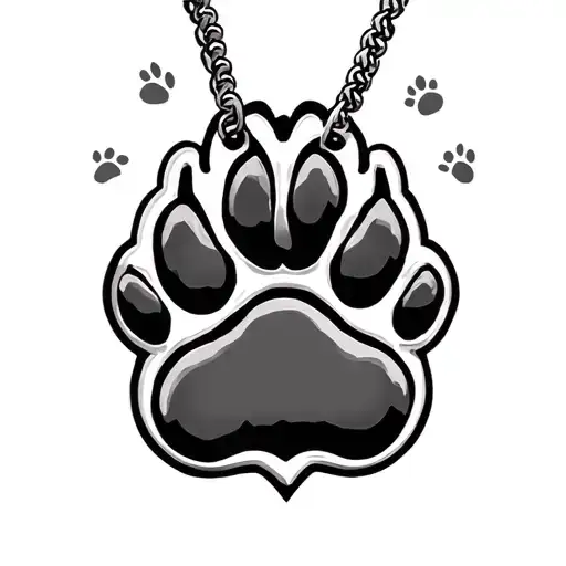 Dog Paw Print Inside Dog Tag