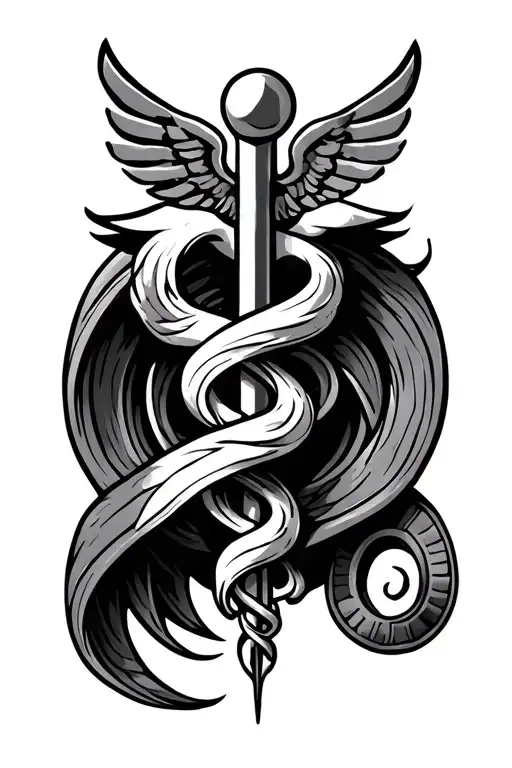 Caduceus Symbol With Technology Merging