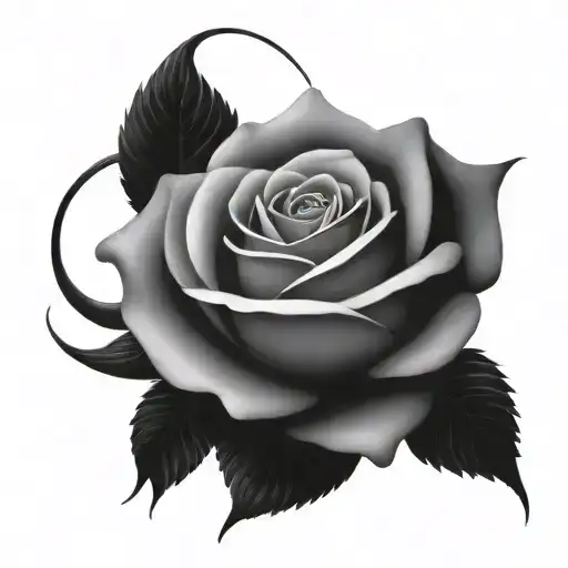 Rose And Moon Merging Together