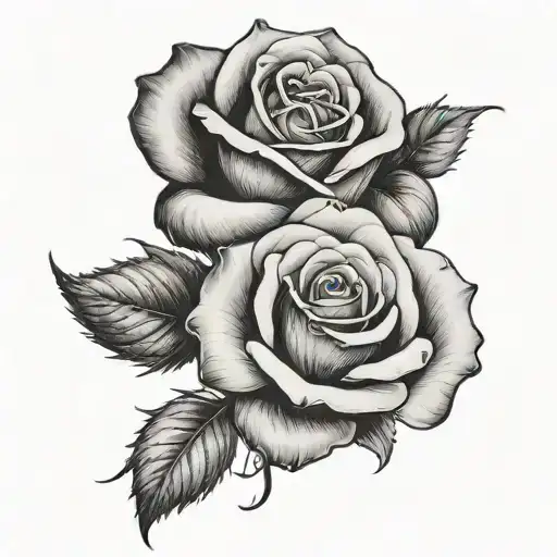 Small Rose And Moon Merging Together