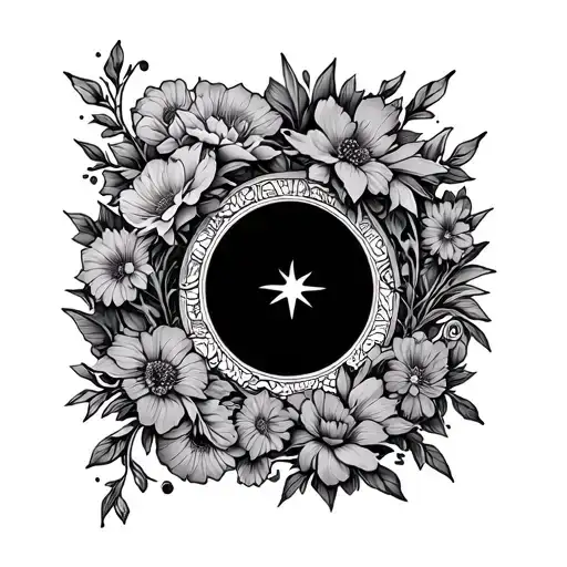 Symmetrical Floral Cyber Sigilism Garden Archway Line Work