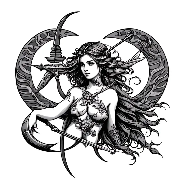 Female Sagittarius Tattoo Design