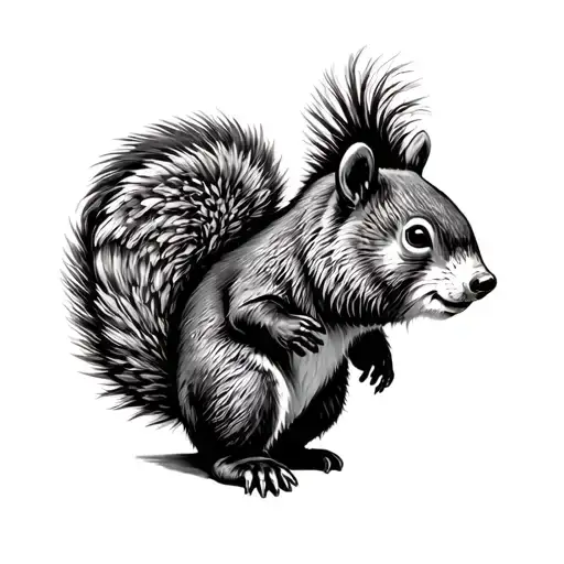 Squirrel Riding Bear Standing