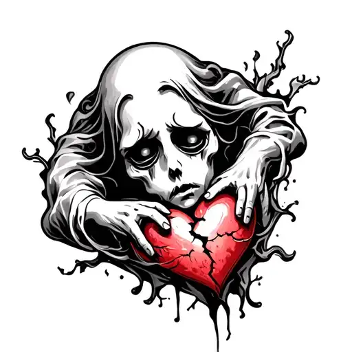 Sad Ghost Holding A Broken Heart