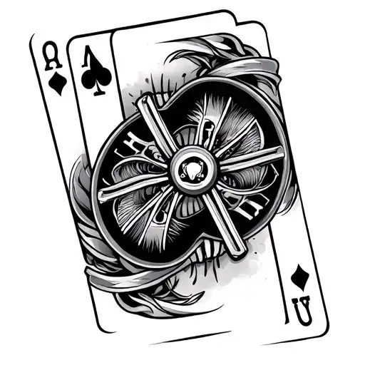 Stealers Wheel Back Left Tattoo With Playing Cards