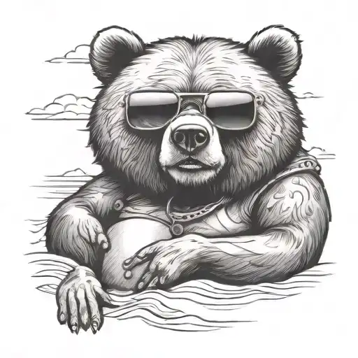 Papa Bear Chilling At The Beach With Sunglasses