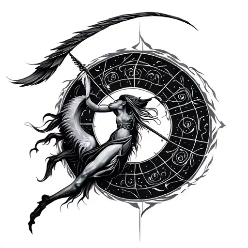 Sagittarius Cover Up Tattoo Design