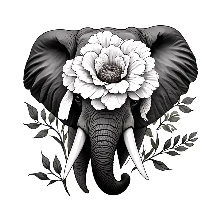 Birth Flower Februar And July With Elephant Head