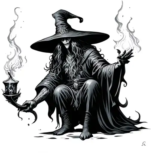 Rockstar Wizard Casting A Spell With An Alien