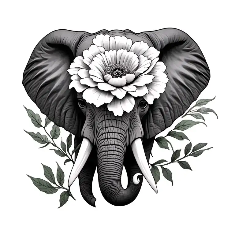 Birth Flower Februar And Birth Flower July With Elephant Head