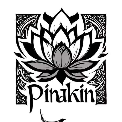 Tattoo For The Name Pinakin Written In Sanskrit With Lotus