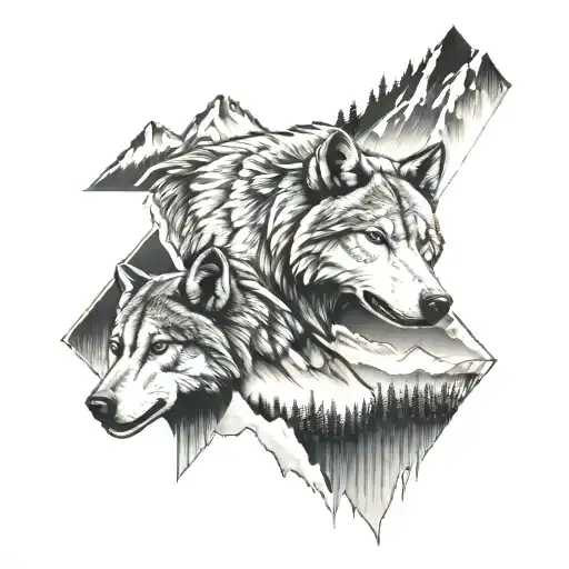 Wolf And Bear Mountains Across