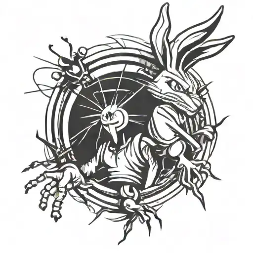 Abstract Lines And Angry Bugs Bunny