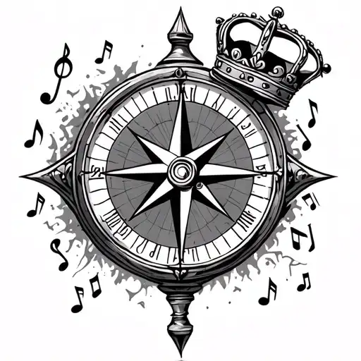 Hour Glass Compass Musis Notes Crown