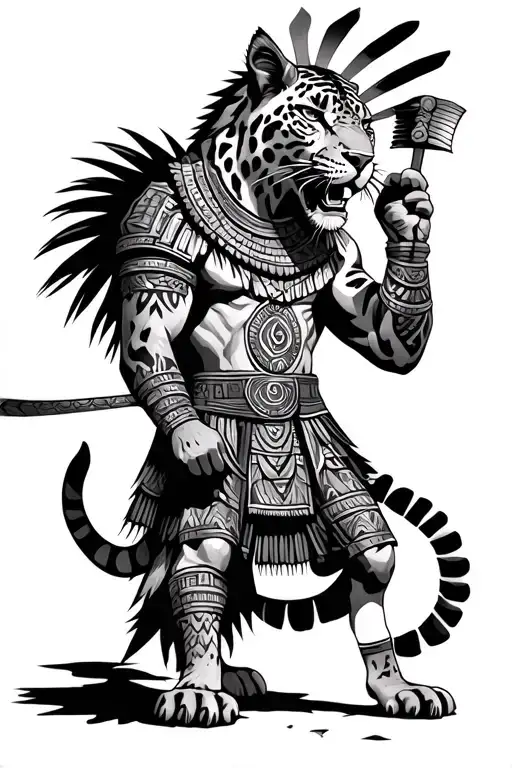Aztec Jaguar Warrior Wielding