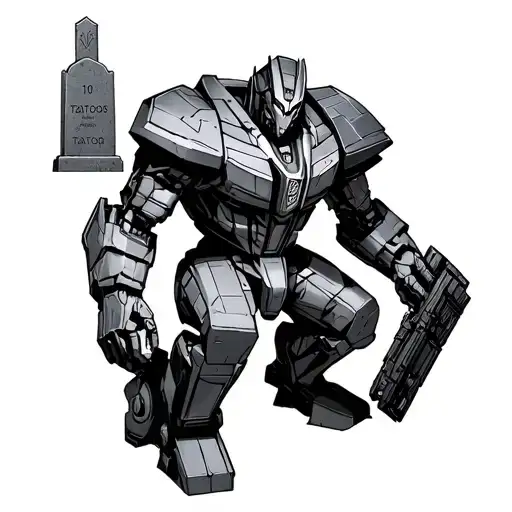 Megatron Transformer Kneeling At Headstone