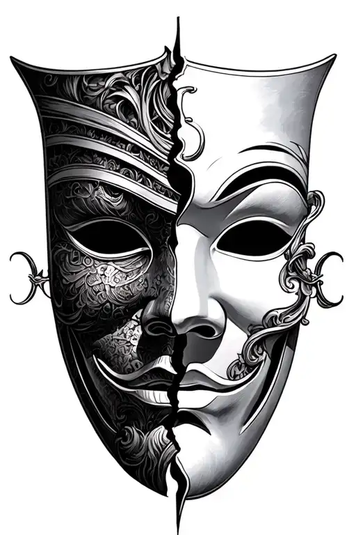 The Letter A And Theatre Mask Split In Half