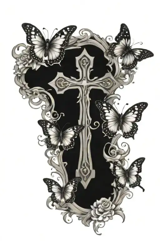 Cross With Butterflies Wrapping Around