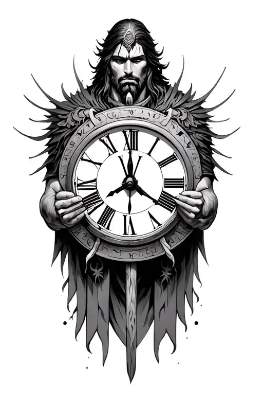 Clock With Warrior Holding Peace
