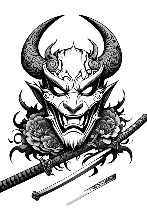 Oni Mask Katana Representing Overcoming Your Demons