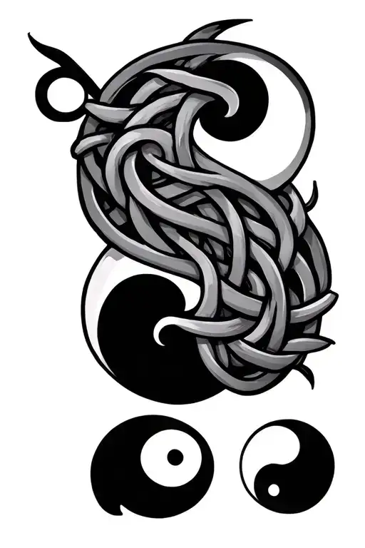 Greek Link And Yin Yang Symbol