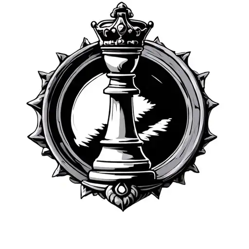King Chess Piece Inside A Circle Surrounding