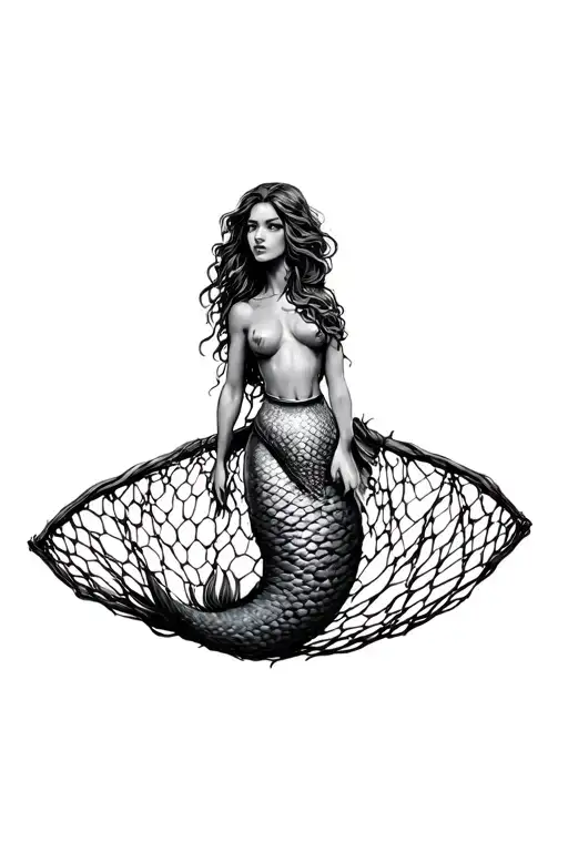 Mermaid Caught In A Fishing Net