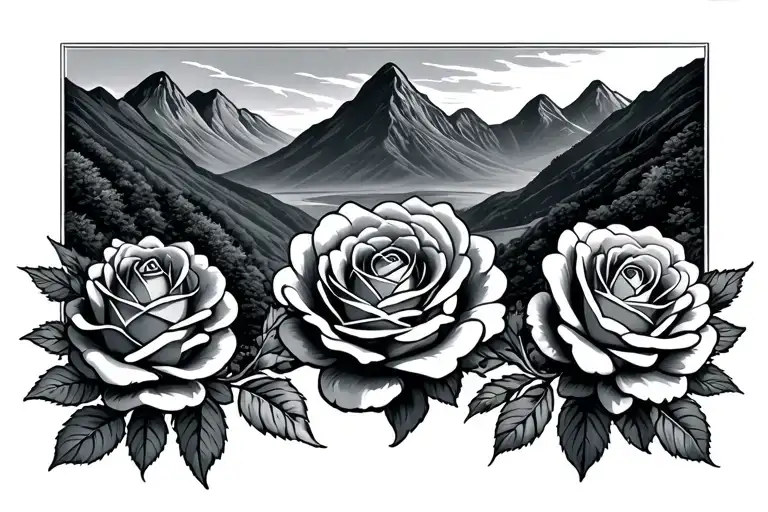 Yorkshire Rose With Mountains