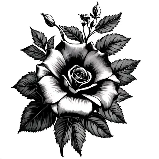 Morning Glory Flower And Rose Intertwined