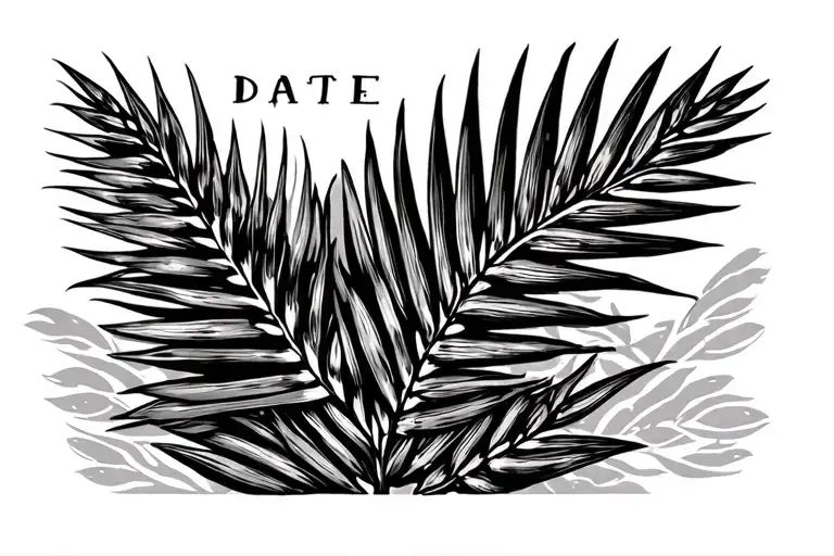 Date Tattoo With Palm Leaf